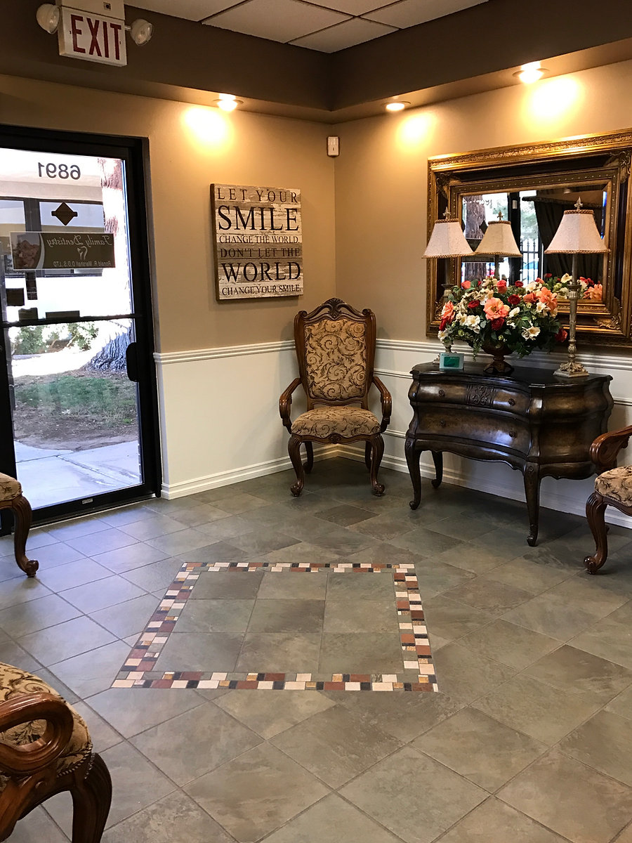 Comfortable seating just inside our office entrance